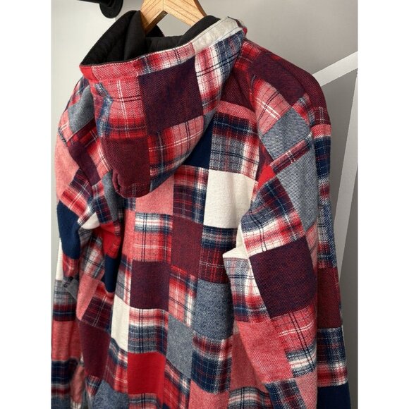 Vermont Flannel Co Hooded Men's XS Cottage Cozy Patchwork Plaid Full Zip Jacket - Picture 4 of 16